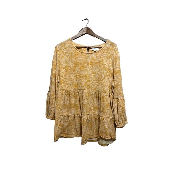 New direction Women's 3/4 Sleeve Hacci Knit Tiered Top - Picture 2 of 7